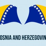 Bosnia flag state symbol isolated on background national banner. Greeting card National Independence Day of the Bosnia and Herzegovina. Illustration banner with realistic state flag of B&H.