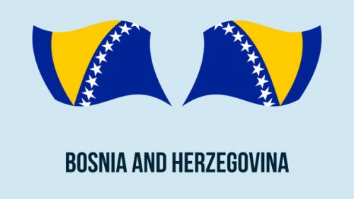 Bosnia flag state symbol isolated on background national banner. Greeting card National Independence Day of the Bosnia and Herzegovina. Illustration banner with realistic state flag of B&H.